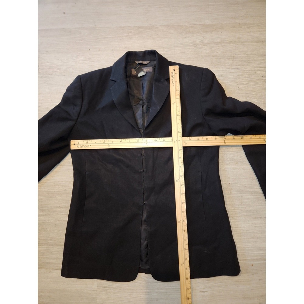 Banana Republic Made in Italy Black 100% Wool Hook Eye Blazer Jacket Womens 6 - Picture 6 of 9
